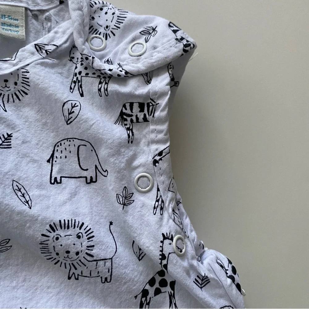 JoJo Maman Bebe Sleep Bag 0-6 months White Animal Print Cotton Summer